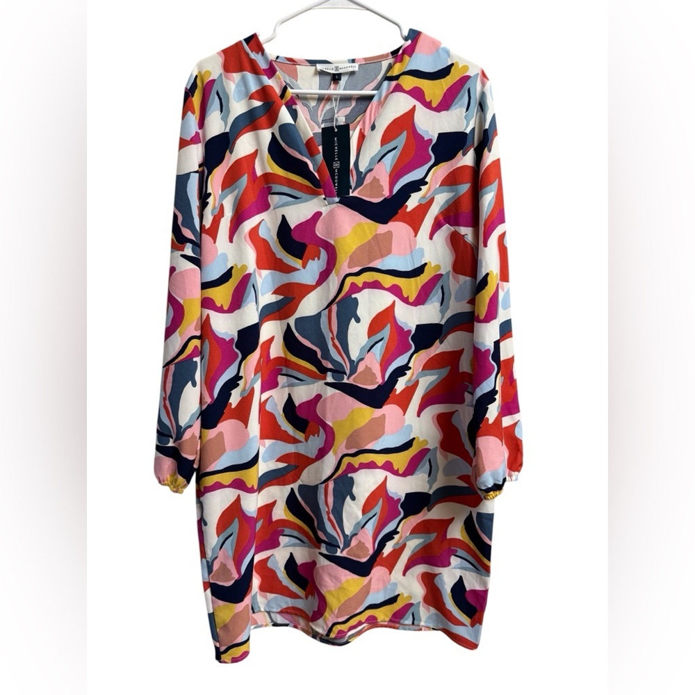 Michelle McDowell NWT Printed Dress Size Large Stretch Colorful